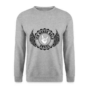 Ich werde Bald Onkel - Unisex Pullover - Weißgrau meliert - Vorne - Alina (178cm) & Michal (187cm)