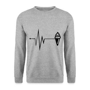 Eis Icon puls - Unisex Pullover - Weißgrau meliert - Vorne - Alina (178cm) & Michal (187cm)