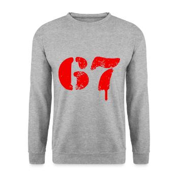 67 number symbol - Unisex Sweatshirt - salt & pepper - Front - Alina (178cm) & Michal (187cm)