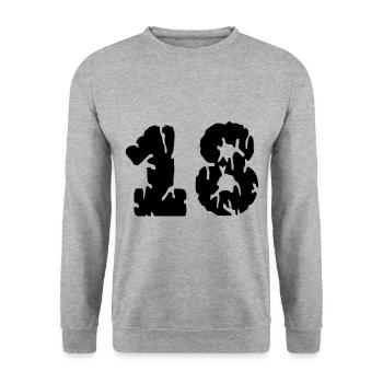 18 Zahl Trikot - Unisex Pullover - Weißgrau meliert - Vorne - Alina (178cm) & Michal (187cm)