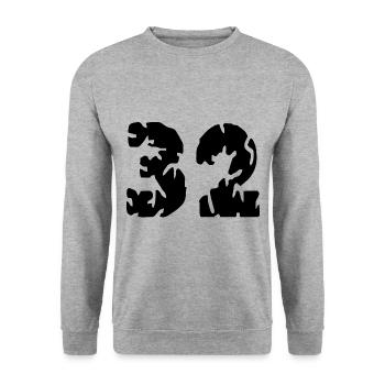Maillot 32 Numéro - Sweat-shirt Unisexe - gris chiné - Devant - Alina (178cm) & Michal (187cm)