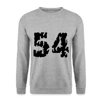 54 Maillot numéro - Sweat-shirt Unisexe - gris chiné - Devant - Alina (178cm) & Michal (187cm)