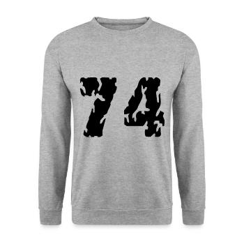 74 Number jersey - Unisex Sweatshirt - salt & pepper - Front - Alina (178cm) & Michal (187cm)