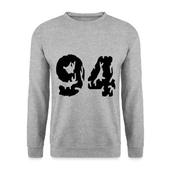 94 Number jersey - Unisex Sweatshirt - salt & pepper - Front - Alina (178cm) & Michal (187cm)