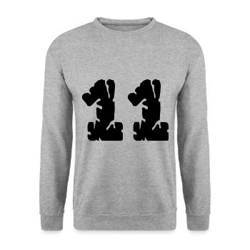 11 Maillot numéro - Sweat-shirt Unisexe - gris chiné - Devant - Alina (178cm) & Michal (187cm)