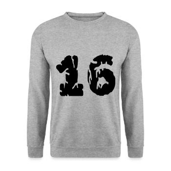 16 Maillot numéro - Sweat-shirt Unisexe - gris chiné - Devant - Alina (178cm) & Michal (187cm)