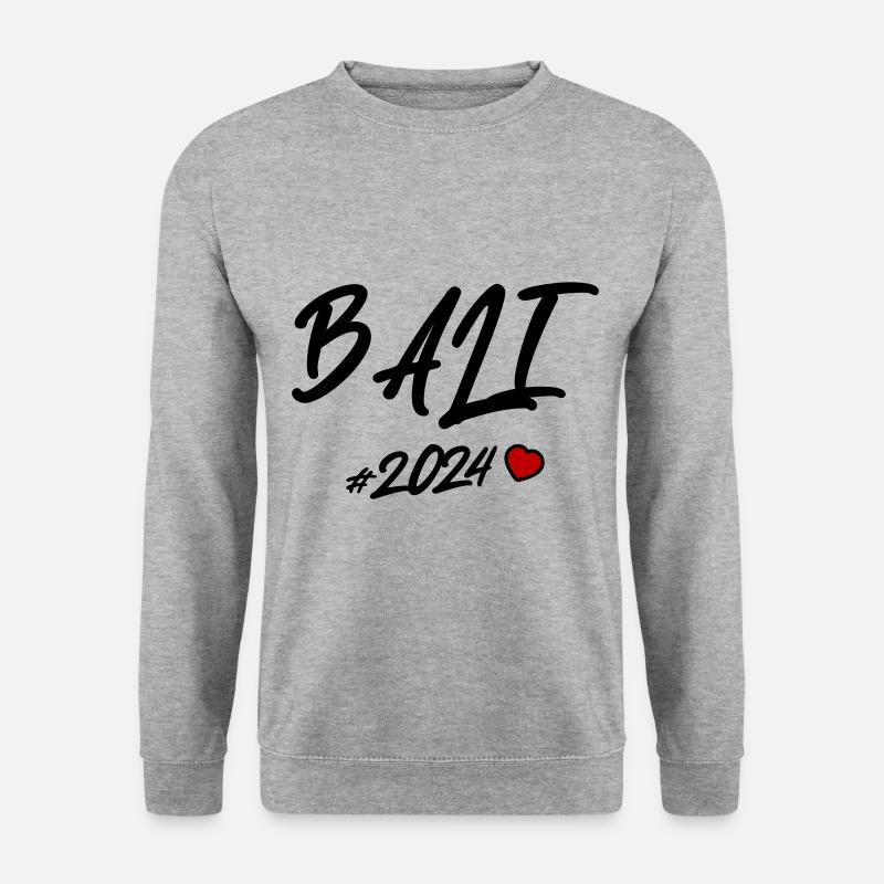 Bali 2024 Herz - Unisex Pullover - Weißgrau meliert