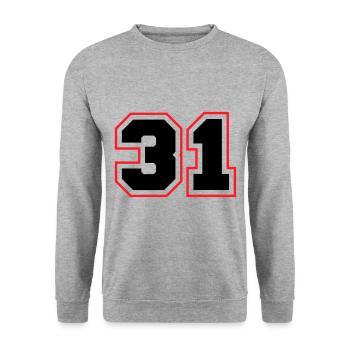 31 symbole de nombre - Sweat-shirt Unisexe - gris chiné - Devant - Alina (178cm) & Michal (187cm)