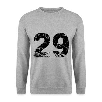 29 Zahl Trikot - Unisex Pullover - Weißgrau meliert - Vorne - Alina (178cm) & Michal (187cm)
