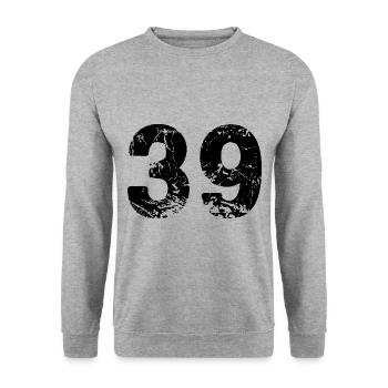 39 Number jersey - Unisex Sweatshirt - salt & pepper - Front - Alina (178cm) & Michal (187cm)