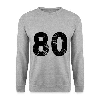 80 Zahl Trikot - Unisex Pullover - Weißgrau meliert - Vorne - Alina (178cm) & Michal (187cm)