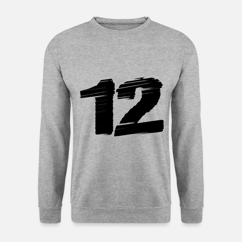 12 Zahl Trikot - Unisex Pullover - Weißgrau meliert
