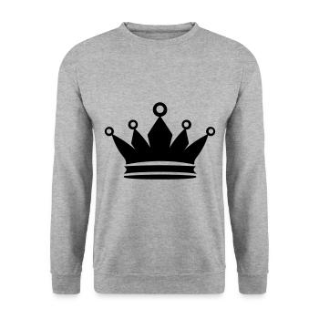 Crown Icon Symbol - Unisex Sweatshirt - salt & pepper - Front - Alina (178cm) & Michal (187cm)
