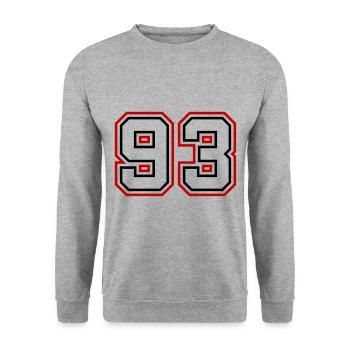 93 Numéro de numéro - Sweat-shirt Unisexe - gris chiné - Devant - Alina (178cm) & Michal (187cm)