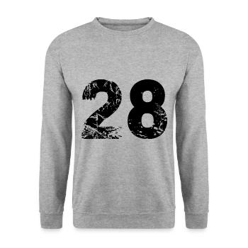 28 Number jersey - Unisex Sweatshirt - salt & pepper - Front - Alina (178cm) & Michal (187cm)