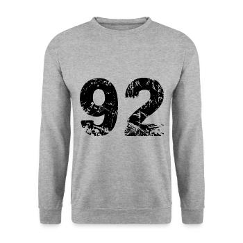 92 number jersey - Unisex Sweatshirt - salt & pepper - Front - Alina (178cm) & Michal (187cm)