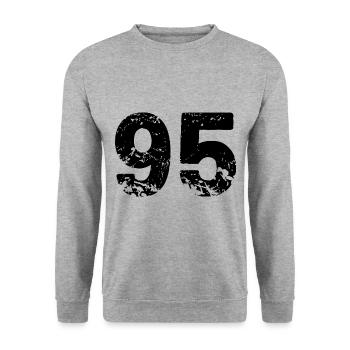 95 number jersey - Unisex Sweatshirt - salt & pepper - Front - Alina (178cm) & Michal (187cm)