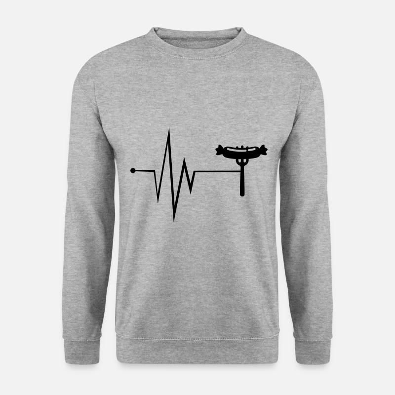 Bratwurst Fleisch Puls - Unisex Pullover - Weißgrau meliert