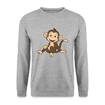 Petit singe est assis - Sweat-shirt Unisexe - gris chiné - Devant - Alina (178cm) & Michal (187cm)