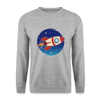 Fast Rocket Launches into space - Unisex Sweatshirt - salt & pepper - Front - Alina (178cm) & Michal (187cm)