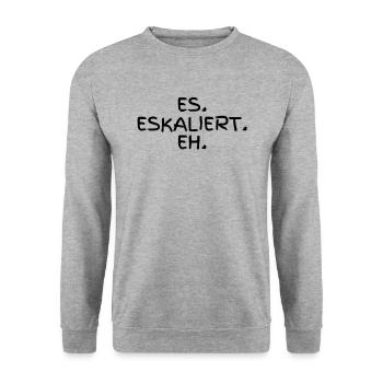 ES. ESKALIERT. EH. - Unisex Pullover - Weißgrau meliert - Vorne - Alina (178cm) & Michal (187cm)