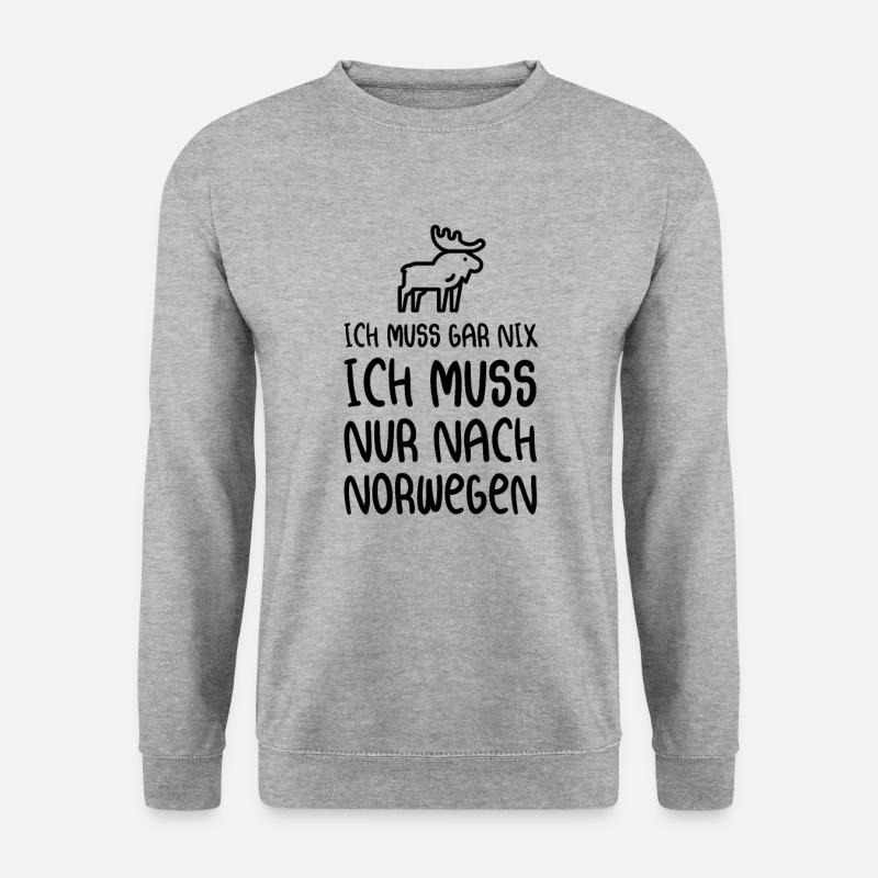 ICH MUSS GAR NIX ICH MUSS NUR NACH NORWEGEN - Unisex Pullover - Weißgrau meliert