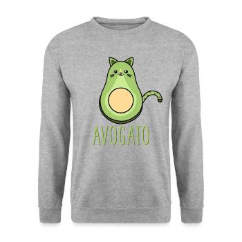 Cute Funny Avocado Cat Kawaii Avogato Cinco De - Unisex Sweatshirt - salt & pepper - Front - Alina (178cm) & Michal (187cm)