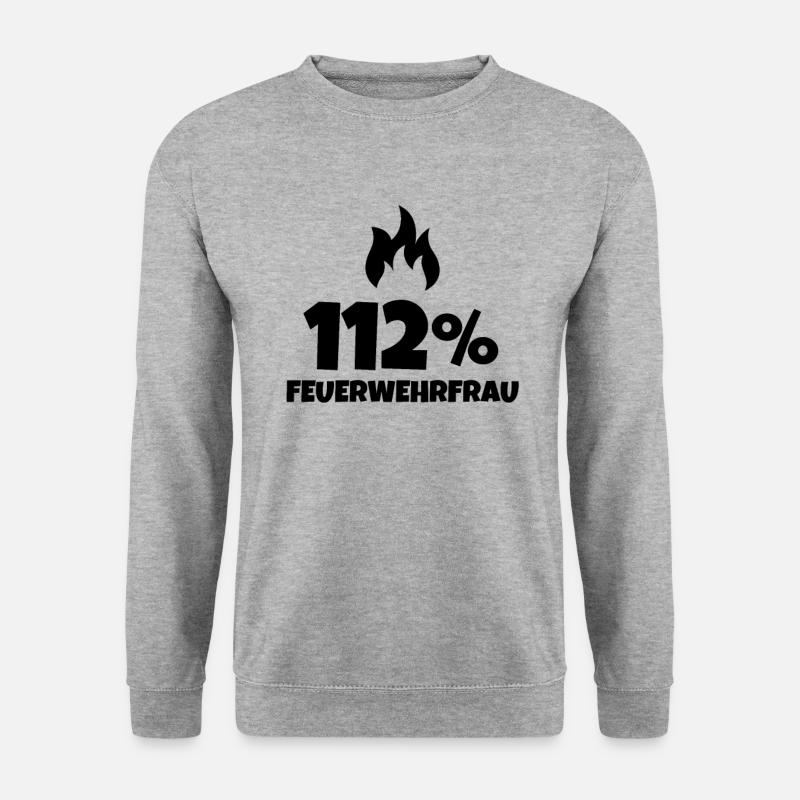 112 FEUERWEHRFRAU - Unisex Pullover - Weißgrau meliert