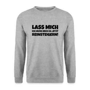 Lass Mich Ich Muss Mich Da - Unisex Pullover - Weißgrau meliert - Vorne - Alina (178cm) & Michal (187cm)