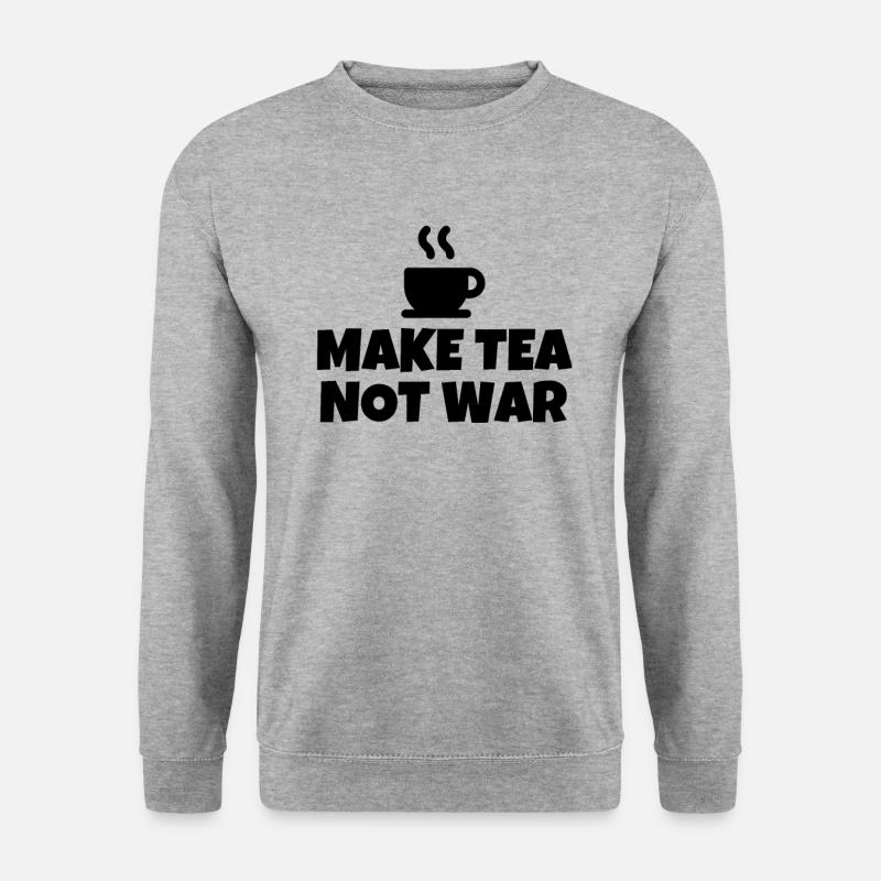 Make Tea Not War - Unisex Pullover - Weißgrau meliert