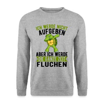 Ich werde nicht aufgeben aber Fluchen Schildkröte - Unisex Pullover - Weißgrau meliert - Vorne - Alina (178cm) & Michal (187cm)