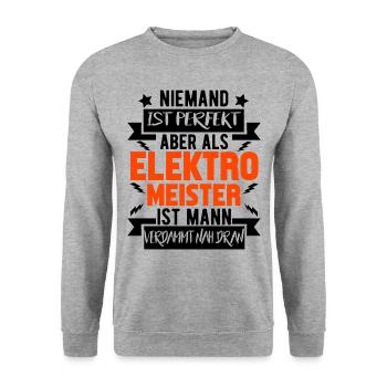 Elektriker Elektroniker Elektromeister Geschenk - Unisex Pullover - Weißgrau meliert - Vorne - Alina (178cm) & Michal (187cm)