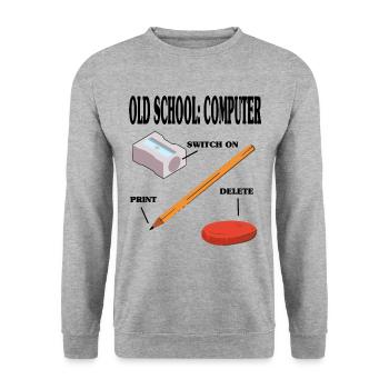 Old school computer pc technology - Unisex Sweatshirt - salt & pepper - Front - Alina (178cm) & Michal (187cm)
