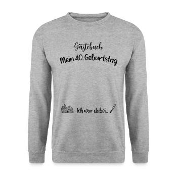 40. Geburtstag - Gästebuch - Geschenk - Unisex Pullover - Weißgrau meliert - Vorne - Alina (178cm) & Michal (187cm)