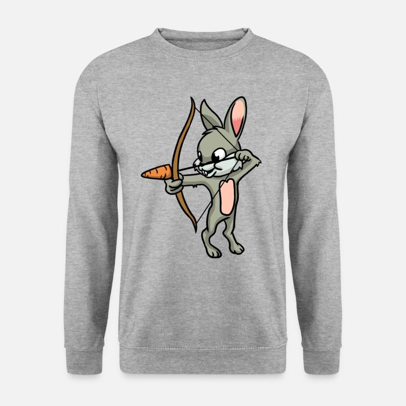 Bogenschießen Hase Pfeil Und Bogen Möhre Sport - Unisex Pullover - Weißgrau meliert