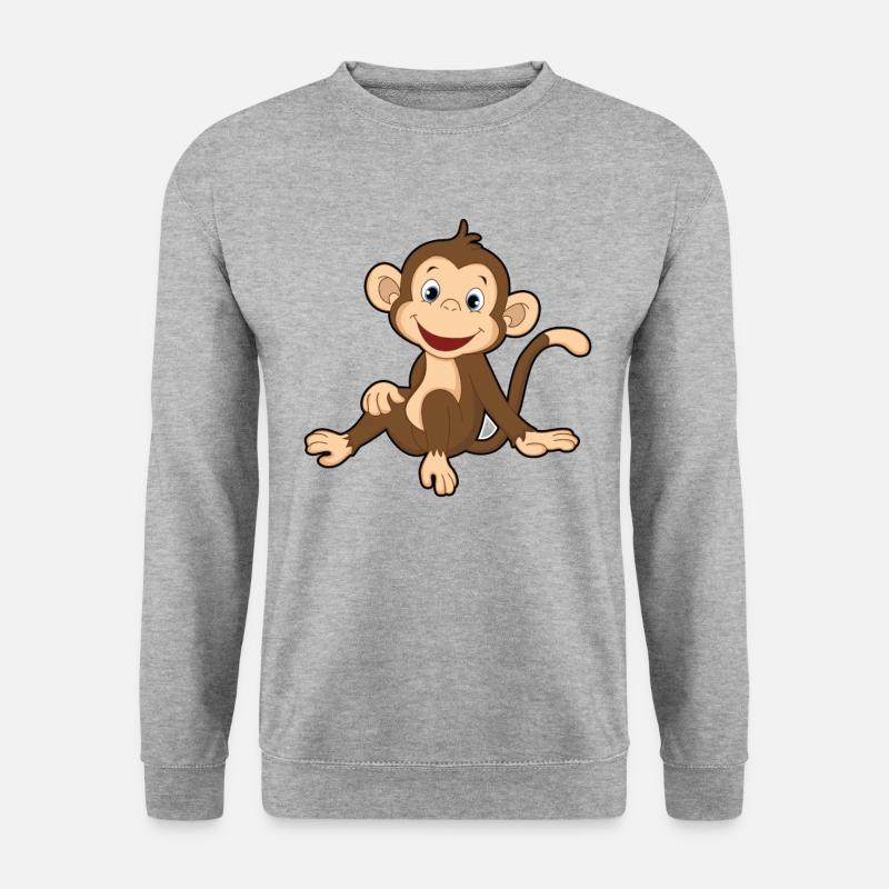 Äffchen Affe Geschenk - Unisex Pullover - Weißgrau meliert