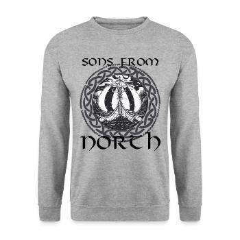 Runes de voyage drakkar viking - Sweat-shirt Unisexe - gris chiné - Devant - Alina (178cm) & Michal (187cm)