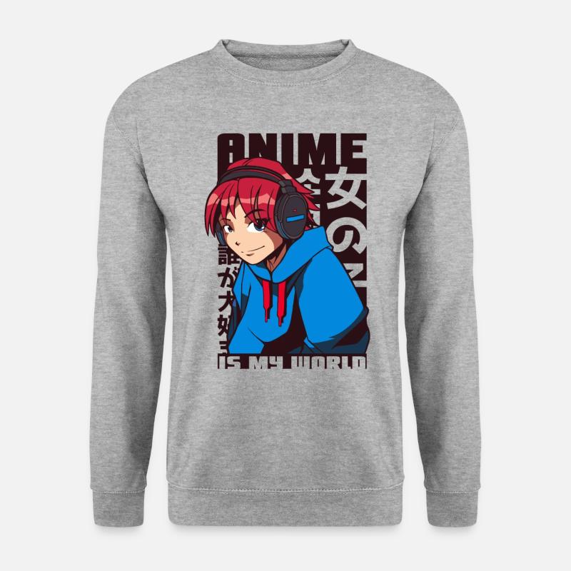Anime Manga Japan meine Welt - Unisex Pullover - Weißgrau meliert