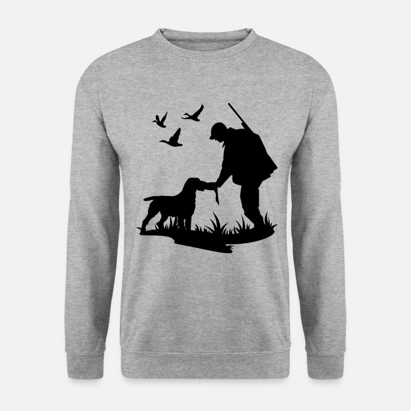 Deutsch Drahthaar Jäger Jagen Jagdhund - Unisex Pullover - Weißgrau meliert