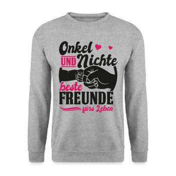 Onkel Nichte beste Freunde Geschenk Vatertag - Unisex Pullover - Weißgrau meliert - Vorne - Alina (178cm) & Michal (187cm)