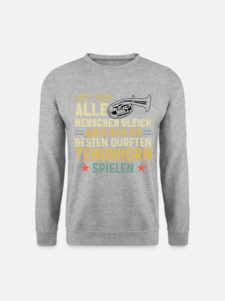 Tenorhorn Blechblasinstrument Musikinstrument - Unisex Pullover - Weißgrau meliert