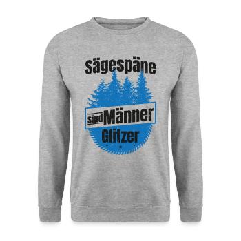 Sägespäne Männer Glitzer Tischler Zimmermann - Unisex Pullover - Weißgrau meliert - Vorne - Alina (178cm) & Michal (187cm)