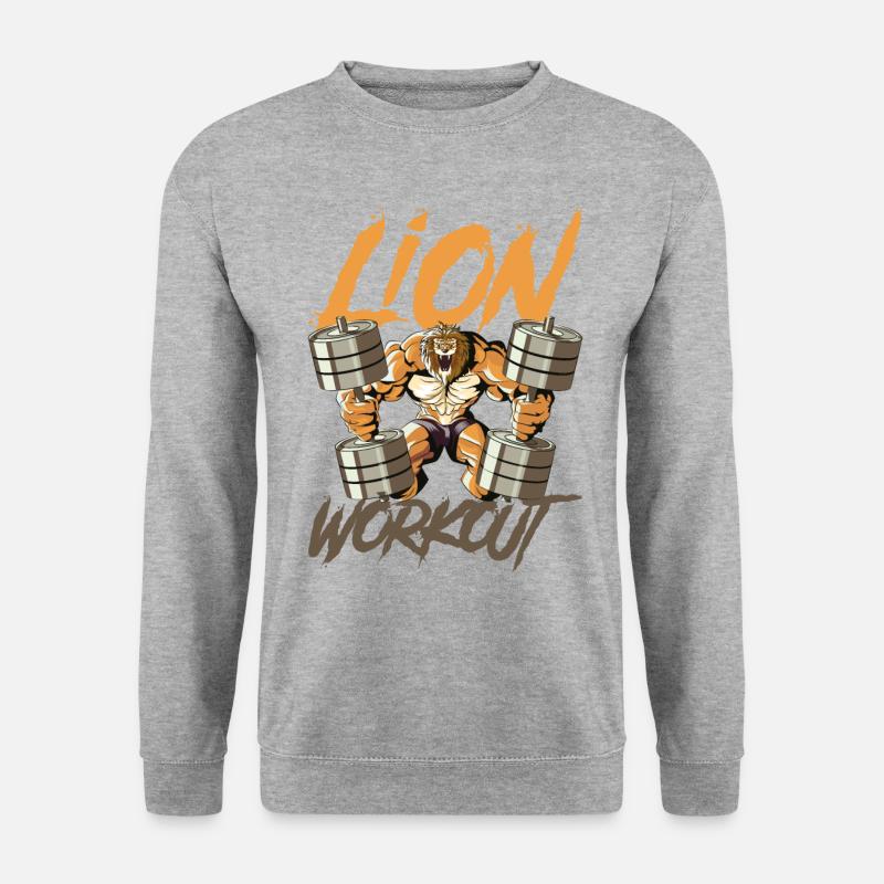 Löwe workout gym haltères - Sweat-shirt Unisexe - gris chiné