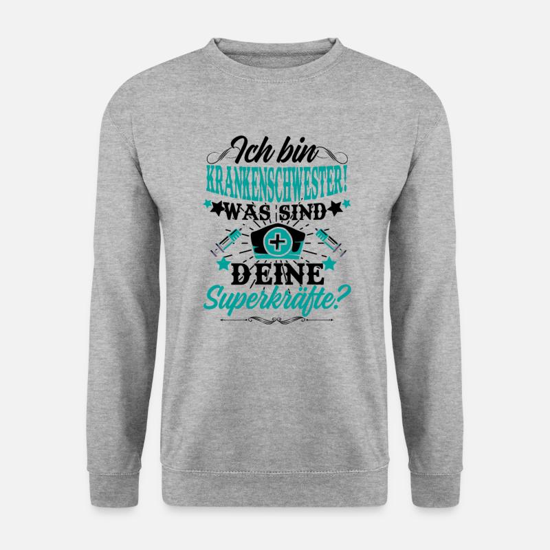 Krankenschwester deine Superkräfte Tante Mama - Unisex Pullover - Weißgrau meliert