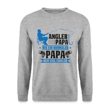 Cooler Angler Papa Vater Fischen angeln Vatertag - Unisex Pullover - Weißgrau meliert - Vorne - Alina (178cm) & Michal (187cm)