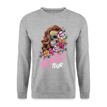 girls tour skeleton - Unisex Sweatshirt - salt & pepper - Front - Alina (178cm) & Michal (187cm)