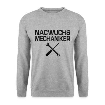 Nachwuchs Mechaniker - Unisex Pullover - Weißgrau meliert - Vorne - Alina (178cm) & Michal (187cm)