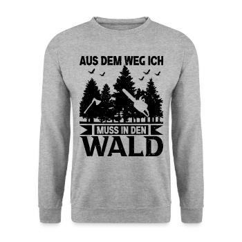 Aus dem weg ich muss in den Wald Förster - Unisex Pullover - Weißgrau meliert - Vorne - Alina (178cm) & Michal (187cm)