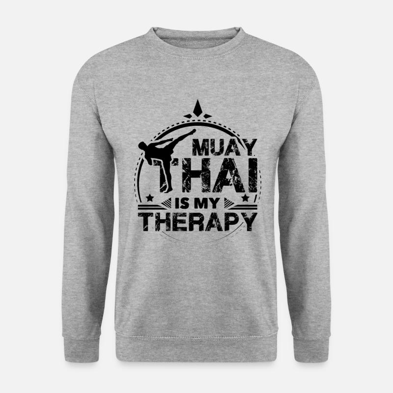 Thaiboxen therapy - Unisex Pullover - Weißgrau meliert