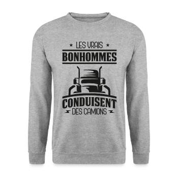Routier Camionneur Conducteur Camion Humour Cadeau - Unisex Pullover - Weißgrau meliert - Vorne - Alina (178cm) & Michal (187cm)
